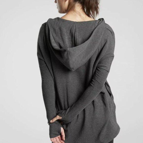 Athleta Purana Wrap Size small Grey heather. Hooded with pockets very soft cozy - Picture 4 of 9